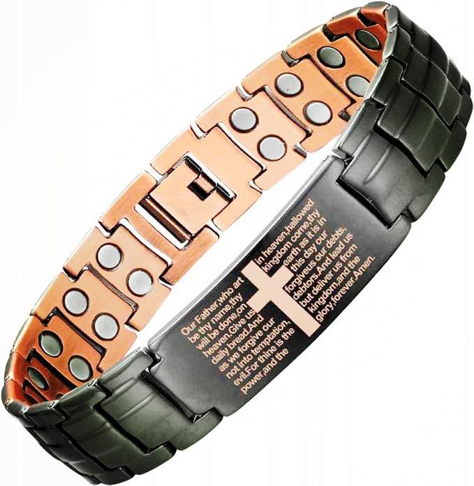 Antique Red Copper Bracelet Watch Buckle Intricately Carved Retro Fashion Cross Shaped Full Magnet