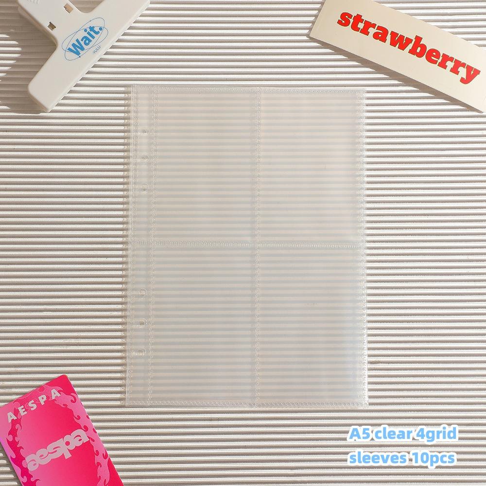 Simple Woolen Lattice Po Album With 10Pcs Sleeves Kpop Bandage Ribbon Binder Pocards Collect Book Postcards Storage Book