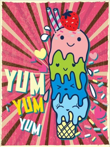 Metal plaque vintage retro style Yum Yum Ice Cream Classic tin door signAluminum 20x30cm(7.8x11.8inch)
