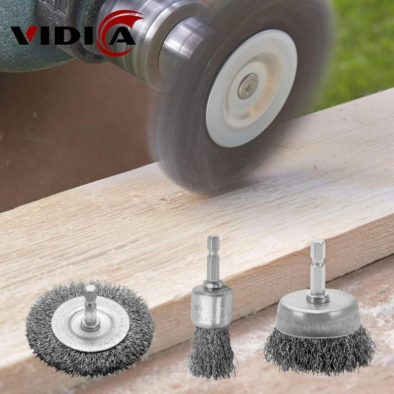 10styles Steel Wire Brush Wheel Cup Brush Metal Polishing Rotary Cleaning Rust Corrosion Rust Removal Edge Grinding Deburring