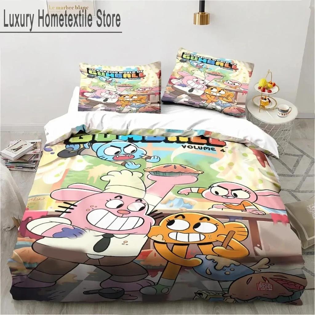 Cartoon The Amazing World Bedding Set Gumball Boys Girls Twin Queen King Size Duvet Cover Pillowcase Bed boys Adult
