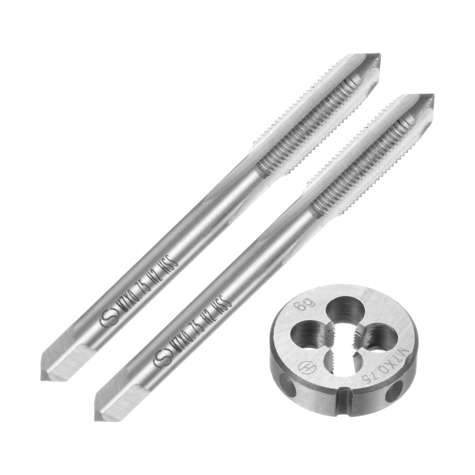 uxcell Tap Die Metric M7 x Thread Tap Round Tapping and Threading Tool Tap Die Kit for Nut Screw Bolt Thread Repair 3-Piece & Set, 0.75 & Die, Kit, &