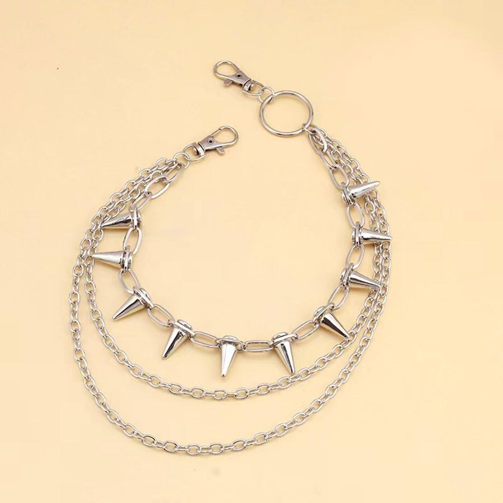 Edgy Spiked Metal Chain Accessory Detachable For Pants Bags Punk Style Secure Clasp Youth Punk Fashion belt Attachment
