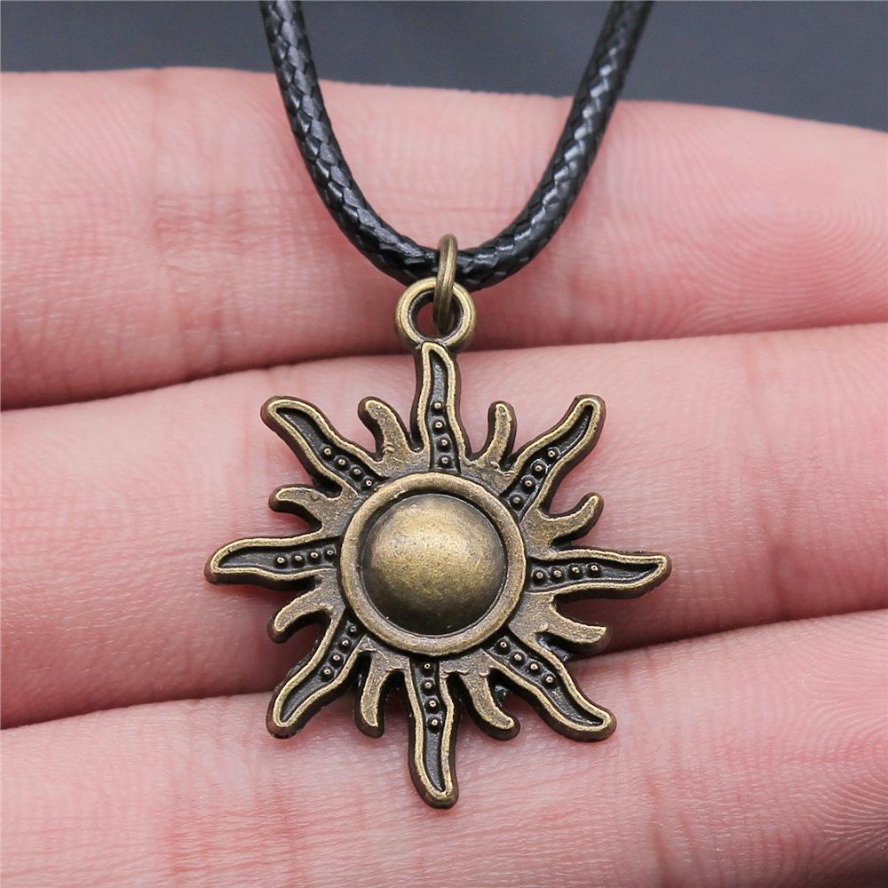 30 Styles Unisex Amulet Wicca Jewelry Gift Sun Moon Star Pentagram Pendant Necklace Black Leather Cord