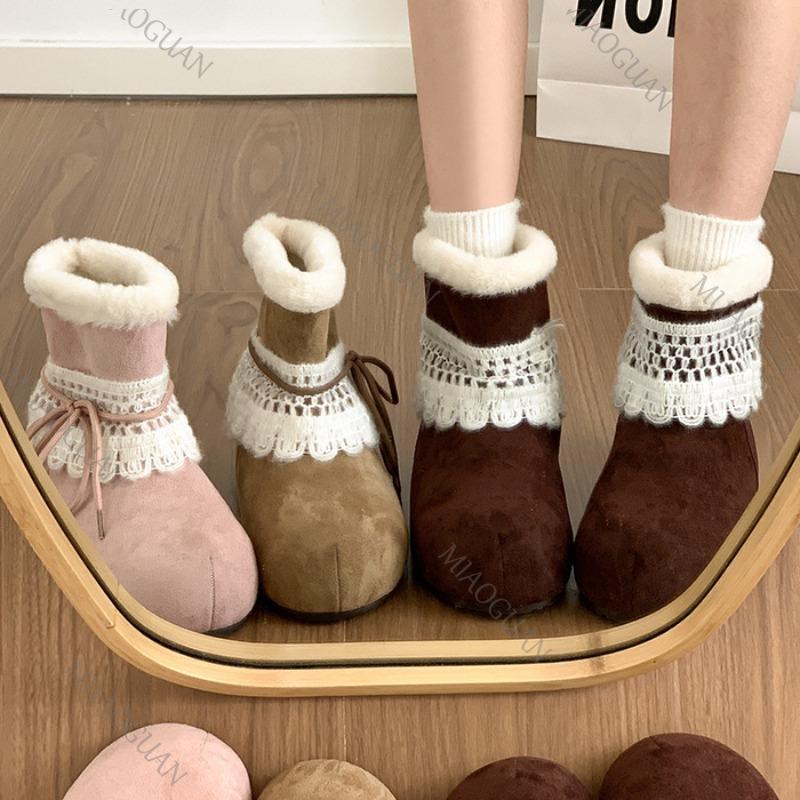 Autumn Winter New Women's Short Snow Boots Thickened Heightened Fleece Lined Warm Slip-on Cozy Casual Cotton Shoes for Women