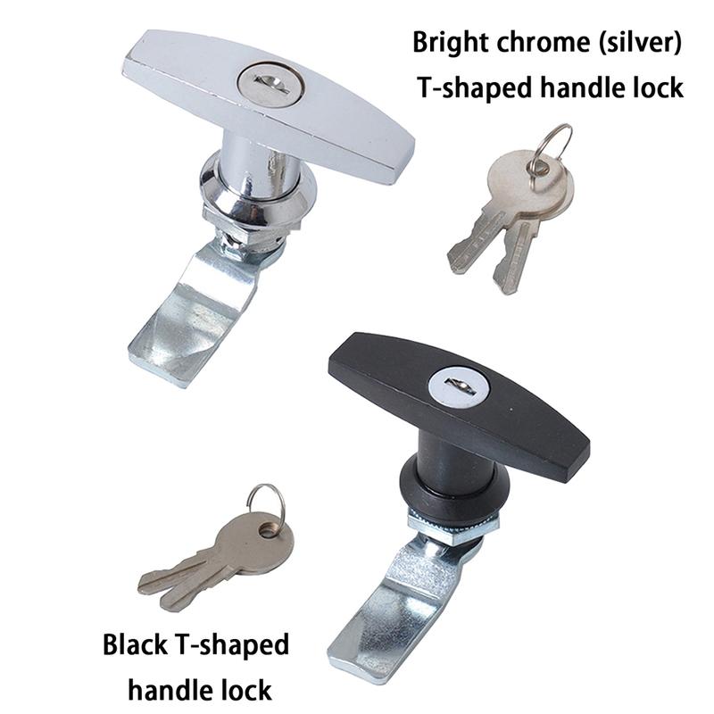 Trava de porta universal para trailer com alça em T e 2 chaves, trava de tampa de caminhão, caixa de ferramentas, gaveta, armário, trava de porta para trailer, caminhão, caravana