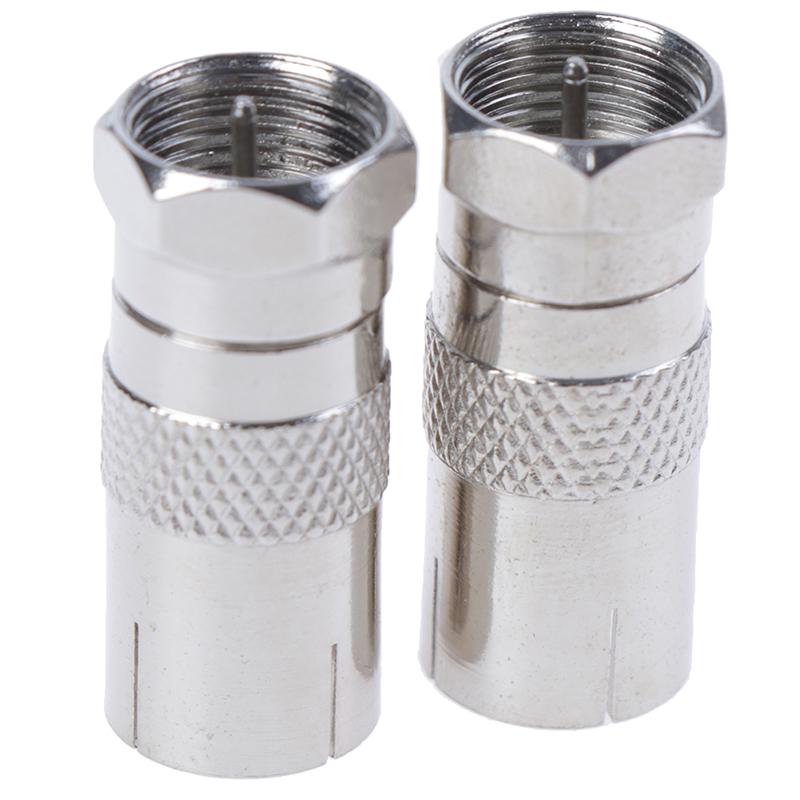 2Pcs F Type Male Plug Connector Socket To Rf Coax Tv Aerial Female Rf Adapters