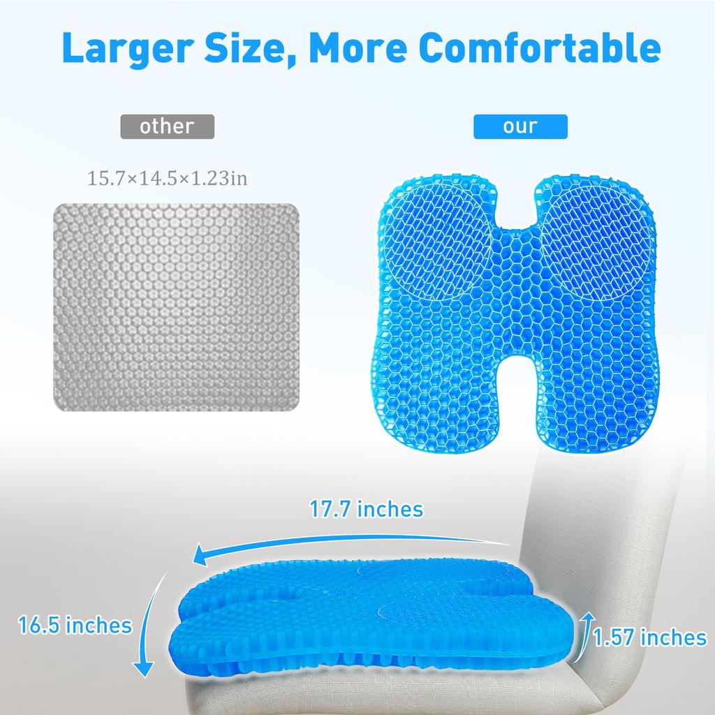 TITIROBA Gel Zero Honeycomb Flott for Respekt for Eldre Arbeid Hjemmefra Trekk 22FC018 Pute, Ergonomisk, Tyngdekraft, Struktur, Ikke-Klam, Dag,