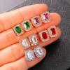 Bling Birthstone Crystal Stud Earrings for Women Multicolor Zircon Wedding Engagement Ear Accessories Fashion Earing Zircon