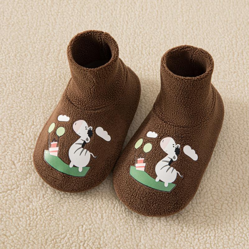 

Детские напольные носки, Противоскользящие носки-чехлы для детей Осенью и Зимой, Толстоподошвенные до середины икры Детские носки для ходьбы XL темные хаки