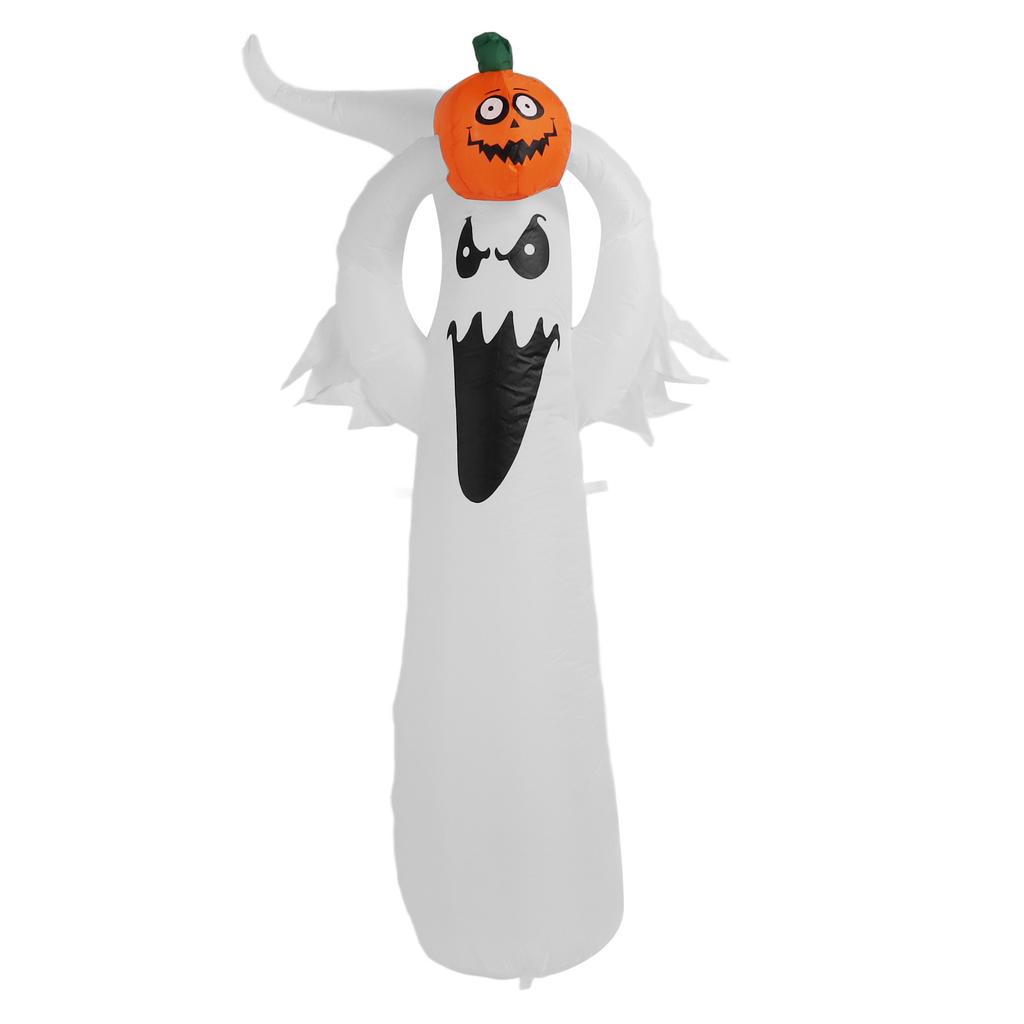 1.8m Halloween Inflatables Pumpkin Head White Ghost Inflatable Pumpkin Blow Up Ghost with LED for