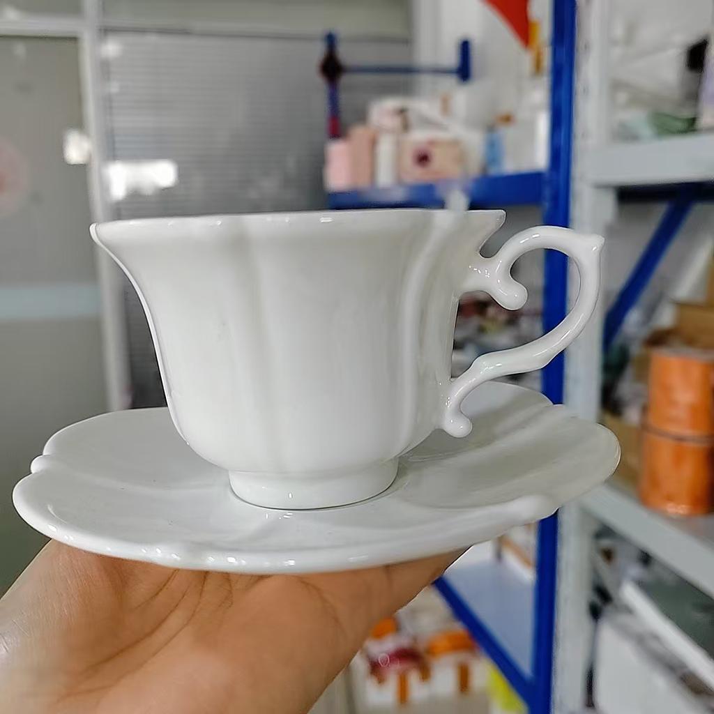 Japanese Hand Painted The Blue Sky and White Clouds Coffee Cup with Saucer Ceramic Handmade Tea Cup Saucer Set Cute Gift for Her