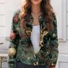 Women's Fashion Christmas Print Long Sleeve Knitted Cardigan Button Jacket