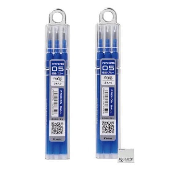 Pilot FriXion Refill Single Color 0.5mm Blue Replacement 6-Pack Cartridge LFBKRF30EF-3L Ozawa Set