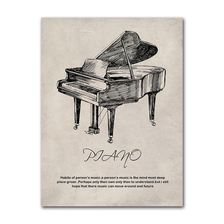 Retro Violin Piano Sheet Music Nordic Posters And Prints Canvas Painting Wall Art Pictures For Living Room Home Decor