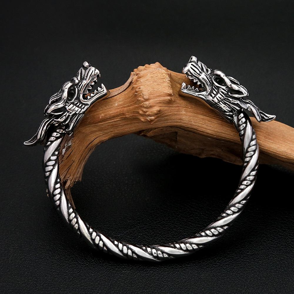 Viking Style Clasp Dragon Head Bracelet  Jewelry Gifts for Men Holiday Birthday Gifts Cool Norse Viking Accessories Cool  Gifts