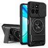 Magnetic Case For Honor X6c 4G / X5b / X5b Plus Ring Holder Foldable Kickstand TPU PC Phone Cover with Camera Lens Slider