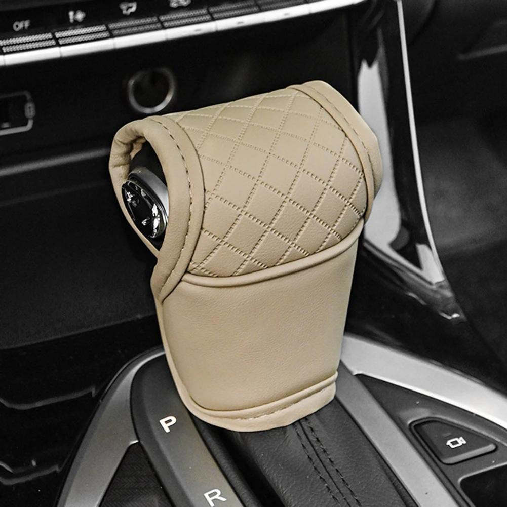 Car Gear Shift Cover PU Leather Shift Lever Cover Gearbox Shifter Knob Protector Gearshift Cover Car Interior Replacement Parts