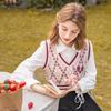 Knitted Pullover Sweater Vest Women Sleeveless Bear Print V-neck Sweaters Loose Knit Vest Top Winter Clothes Women