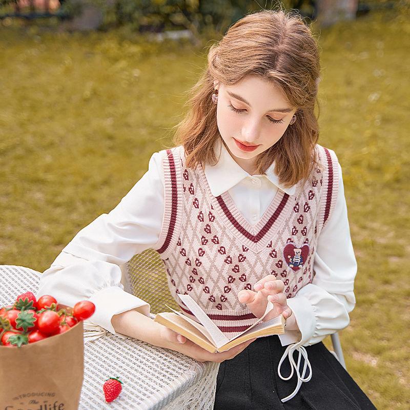 Pletený pulovr Svetr Vesta Ženy Bez rukávů Medvěd Potisk Svetry s výstřihem do V Volná Pletená Vesta Top Zimní Oblečení Ženy