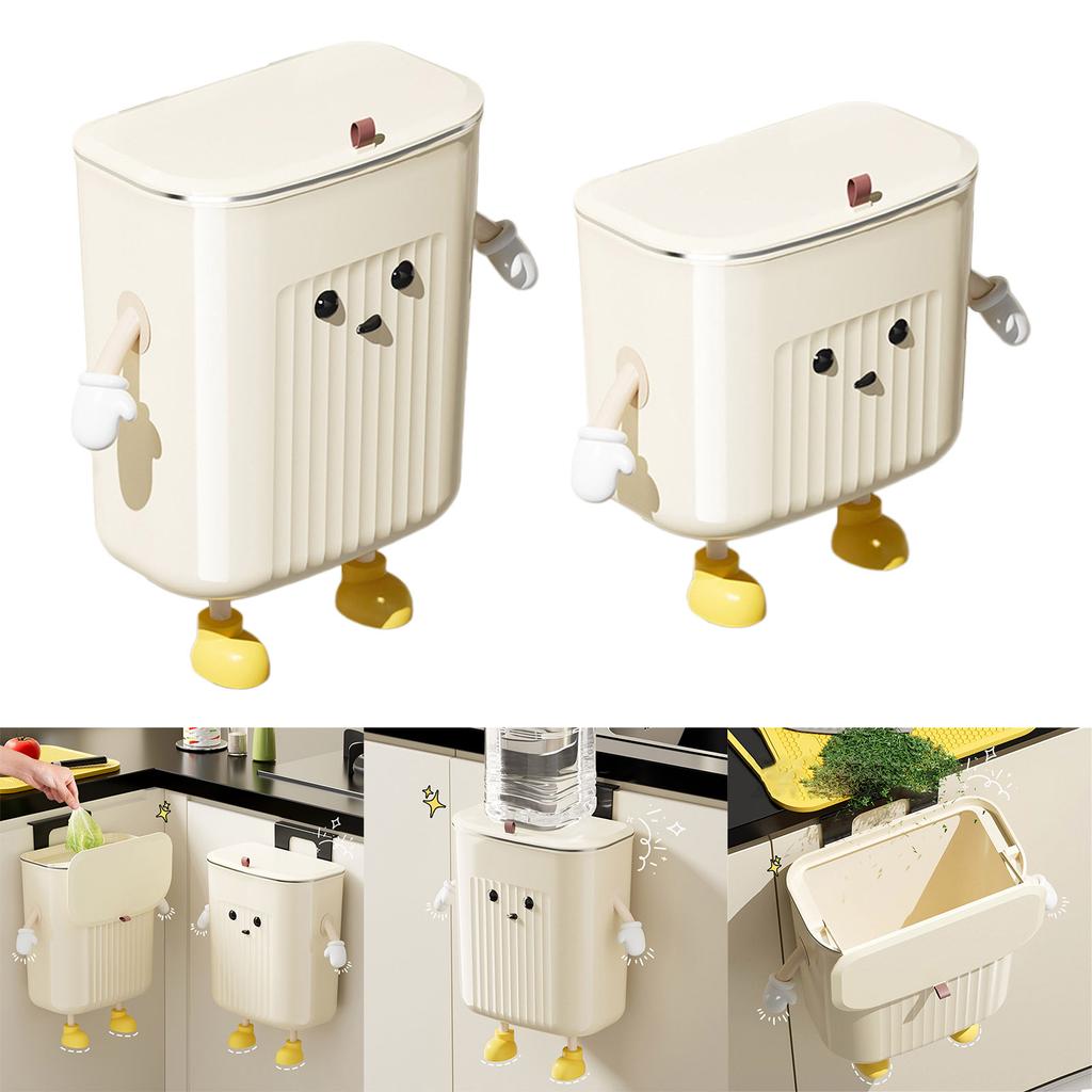 Hanging Kitchen Compost Bin with Lid Wall Mounted Trash Can Under Sink Cabinet Door for Bathroom Office and Home Decors