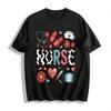 Cow Print Nurse Themed T-Shirt Healthcare Worker Love Top Pure Cotton T-shirt
