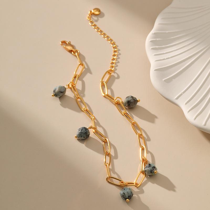 Minimalist Ins Style Irregular Cut Raw Stone Fresh Beach Anklet For Women