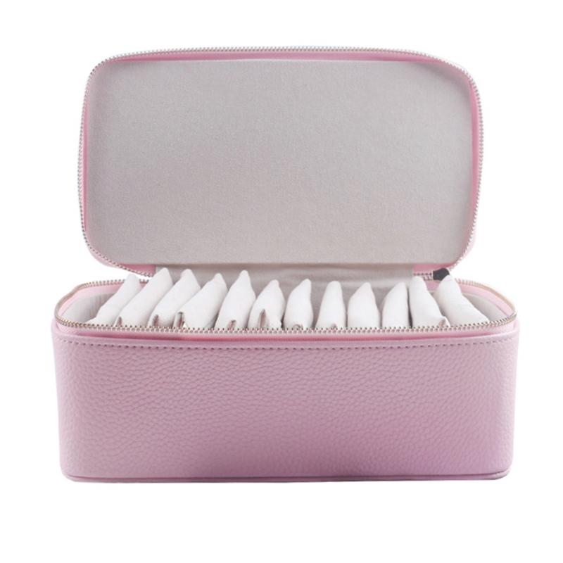 Étui à bijoux de voyage élégant avec 12 pochettes zippées en velours PU Organisateur de boucles d'oreilles colliers porte-accessoires