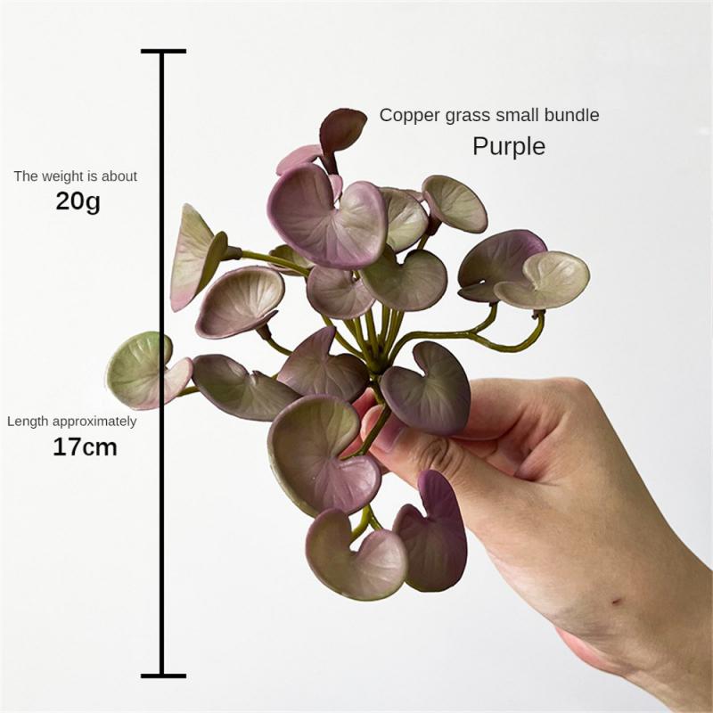 Soft Glue Succulent Plant Mini Artificial Leaves Copper Money Grass Anthurium Leaf Household Decor Desktop Display Party Supply