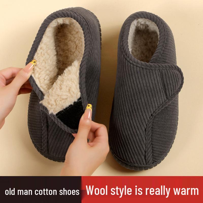 Winter Baumwollpantoffeln mit rutschfester Sohle für Mittelalte und Ältere - Plüsch, Warm, Dicke Sohle für Damen und Herren