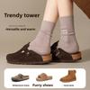 Women's Embroidered Midtube Pile Socks All Match Comfortable Breathable Slim Midtube Pile Socks
