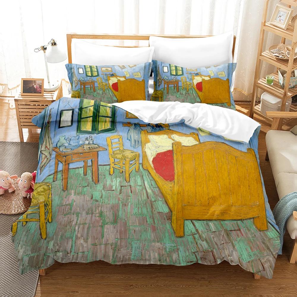 Van Gogh Oil Painting Bedding Set Queen King Size Bedroom Decor Quilt Cover And Pillowcase 2/3 Pcs Home Textile