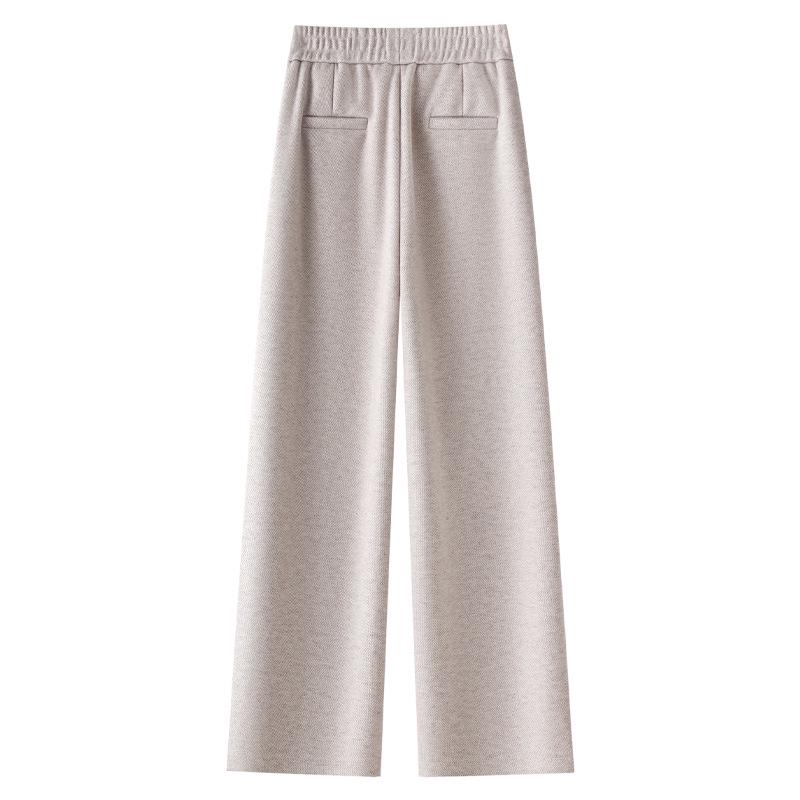 Oatmeal High-Waist Slimming Wide-Leg Pants for Women - 2024 Autumn/Winter Collection