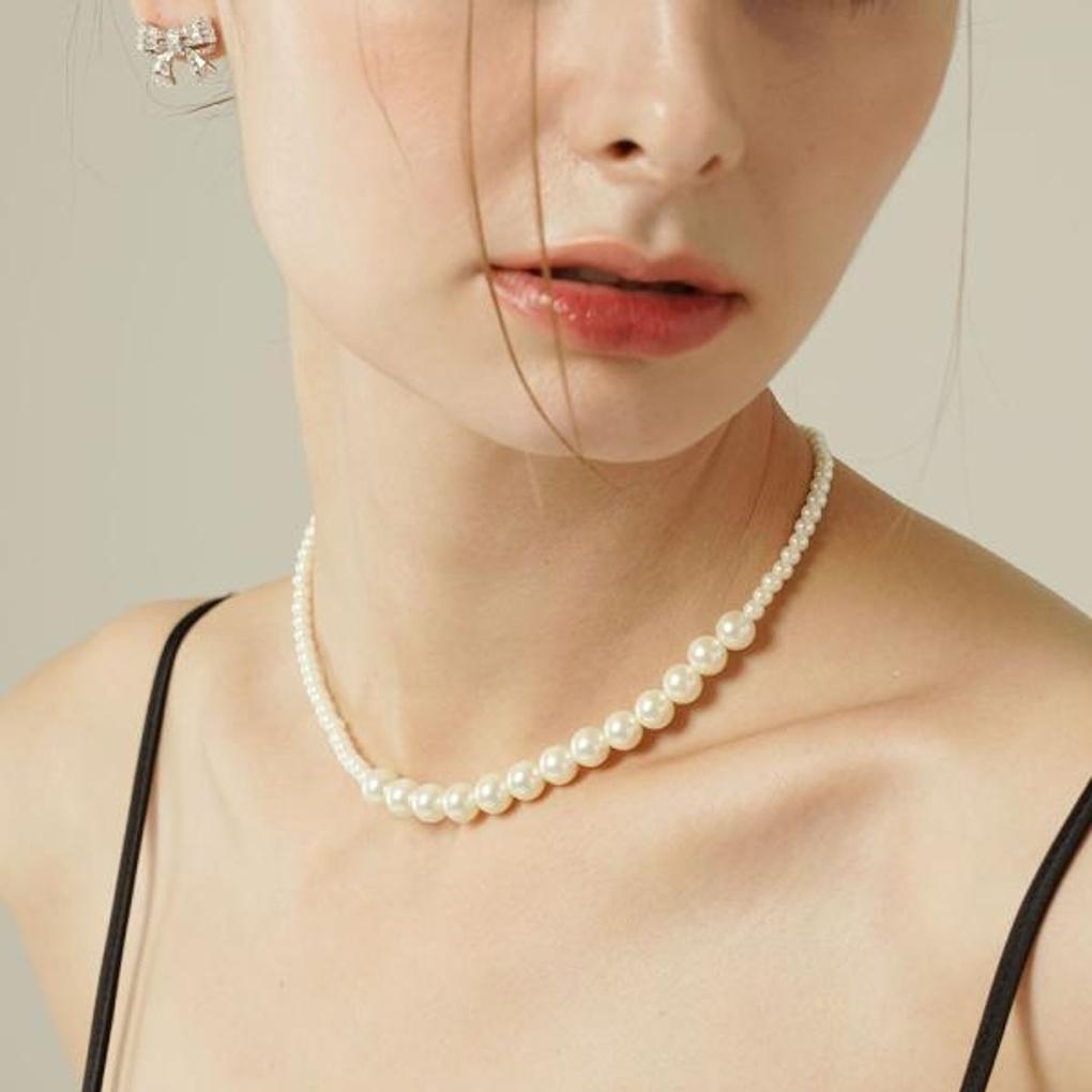 

[MUST-HAVE FALL ITEMS] 8mm Glass Pearl Necklace OTN221C11PYI Basic (photo color)