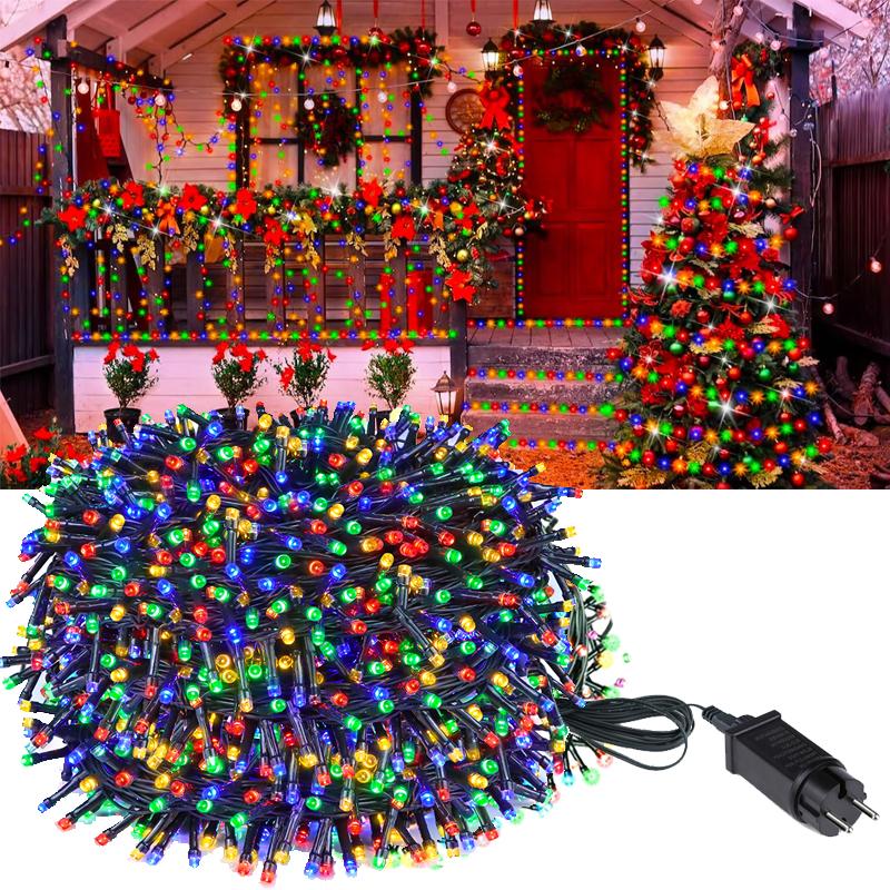 Christmas Outdoor Garden LED String Light 24V Xmas Tree Fairy Lights Waterproof Garland Lamp For Courtyard Holiday Party Decor