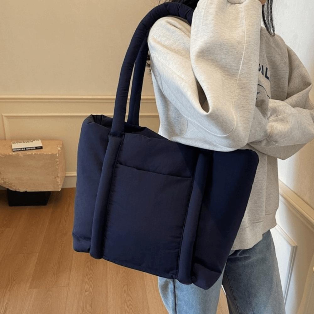 With Compartments Shoulder Bag Nylon Tote Bag Durable Puffer Carryall Bag  Women