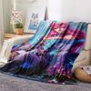 1Pc KDA Ahri Print Flannel Blanket, High Quality Comfortable for All Seasons, Home Decor, Warmth and Comfort, Perfect for Gifts