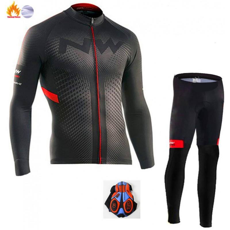 Winter Thermal Cycling Jersey Long Sleeve Fleece Lined Windproof Bike Men Women
