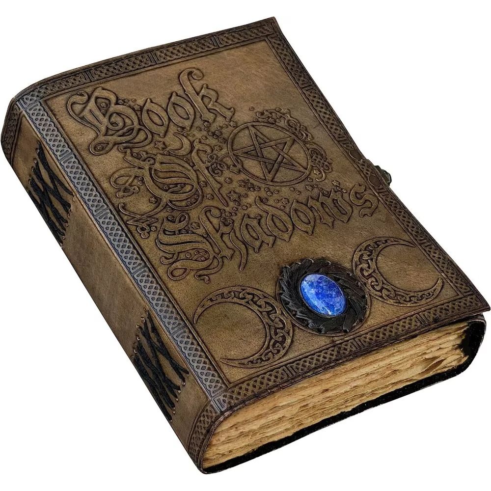 Book Of Shadows Leather Journal with Semi Precious Stone Lock Closure 200 Pages