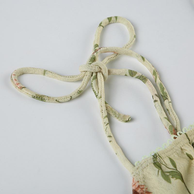 Fairycore Vintage Summer Camis Tops Lace Spliced Floral Printed Strappy Y2K Aesthetic Women Tops Holidays 2000s Cute