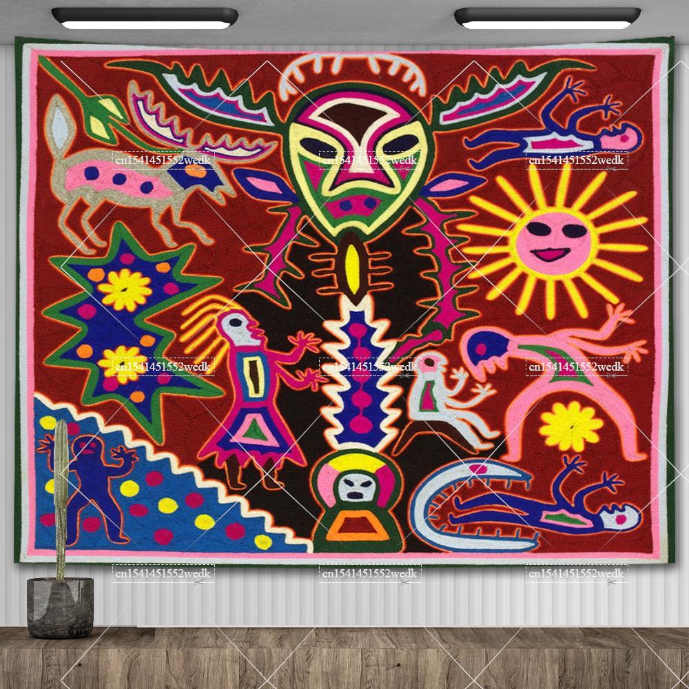 Mexico Mexican Mayan Tribal Art Tapestry Wall Hanging Ethnic Paintings Psychedelic Aesthetic Background Cloth Home Decorations