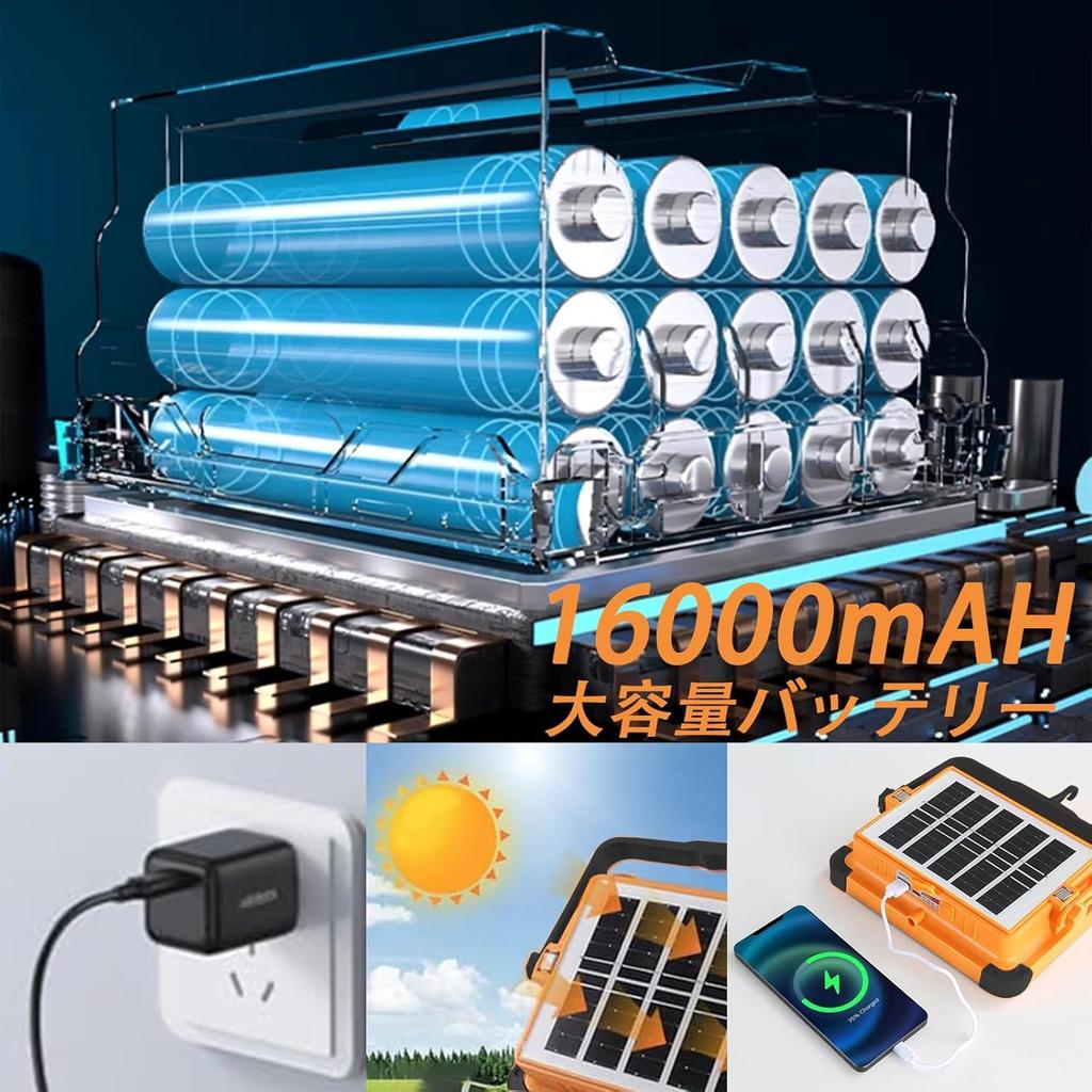 LBFXQ Floodlight, LED 16000mAH200W15000lm Work Light, 5 Lighting Modes, IP66 Waterproof, Solar-PoweredType-C Charging, Magnetic Design, Foldable