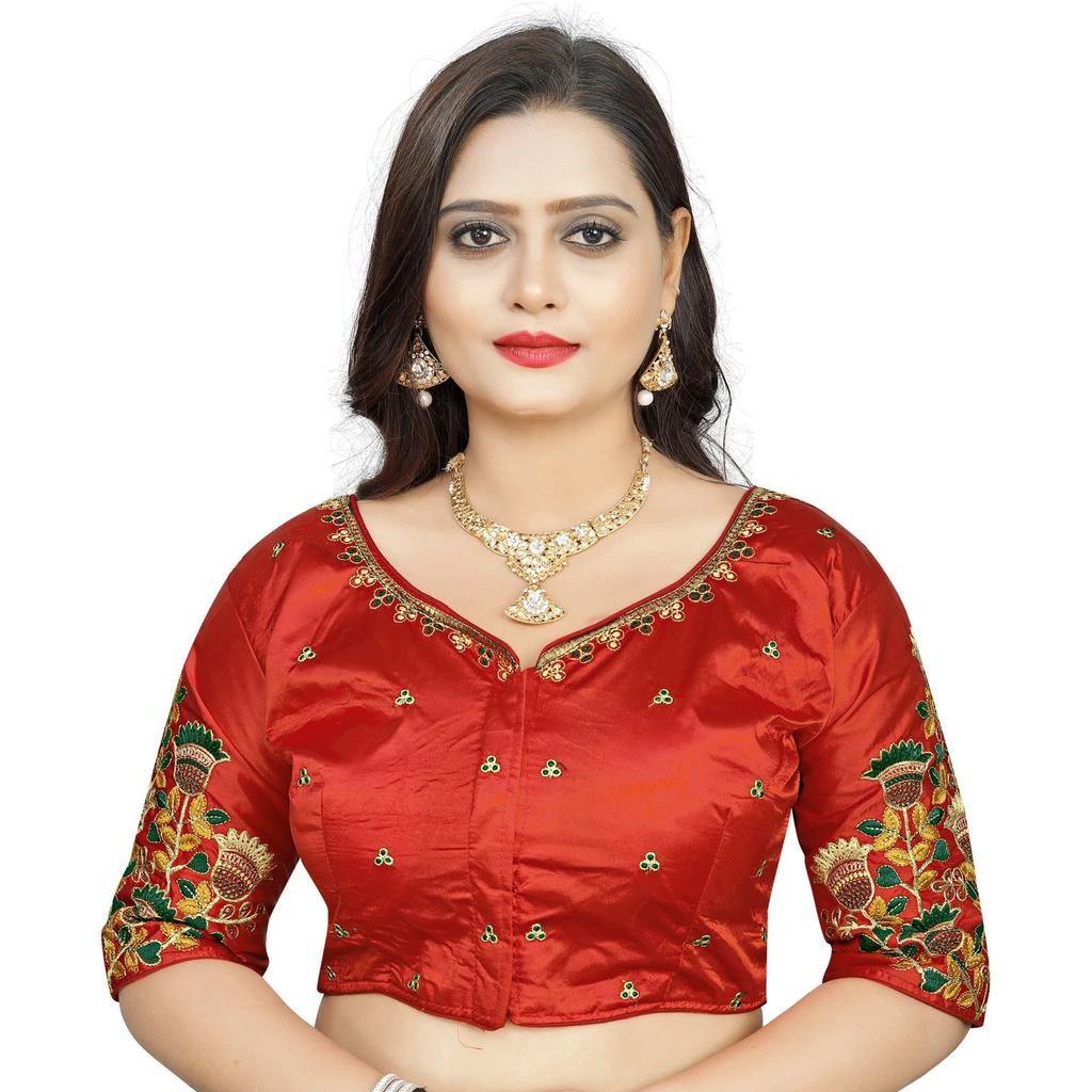 Indian Designer Silk Embroidery Blouse Women's Party Wedding Wear Ethnic Choli