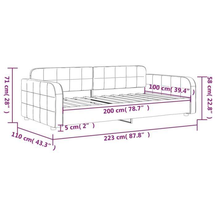 VidaXL Daybed Black 100x200 Cm Velvet 354069