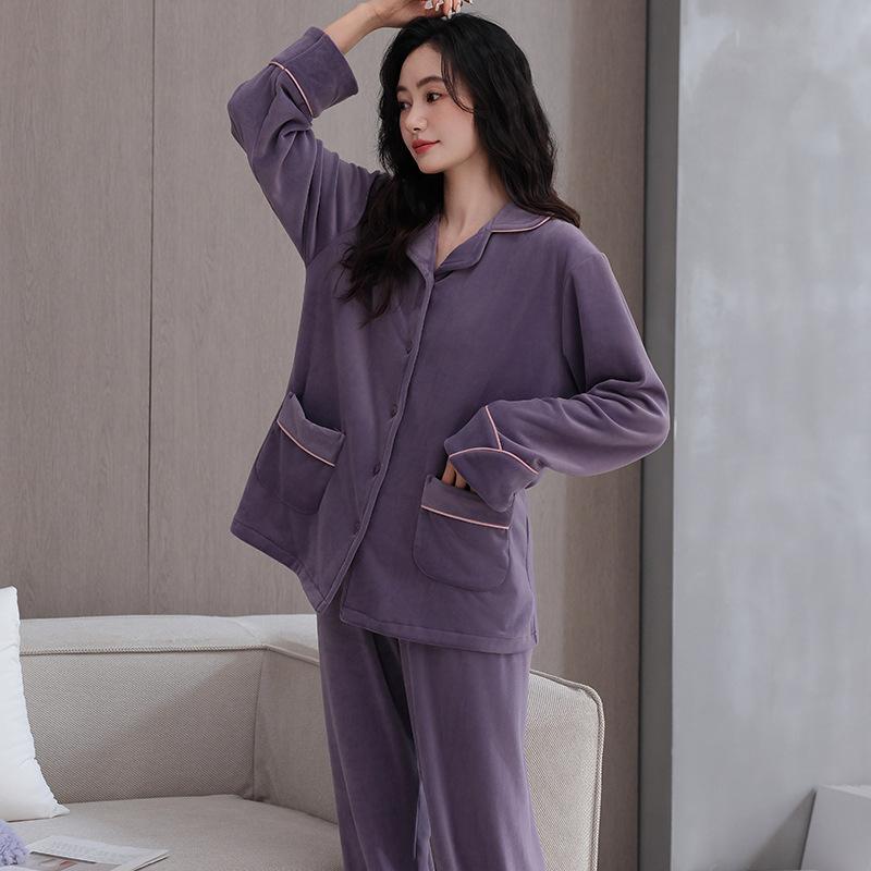 Island Fleece Pajamas Women'S Autumn And Winter Coral Fleece Thickened Fleece Spring And Autumn Models Can Be Worn Outside Loungewear