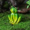 Garden Miniature Frog Statue Indoor Outdoor Sitting Frog Figurine Resin Cartoon Animal Sculpture Flower