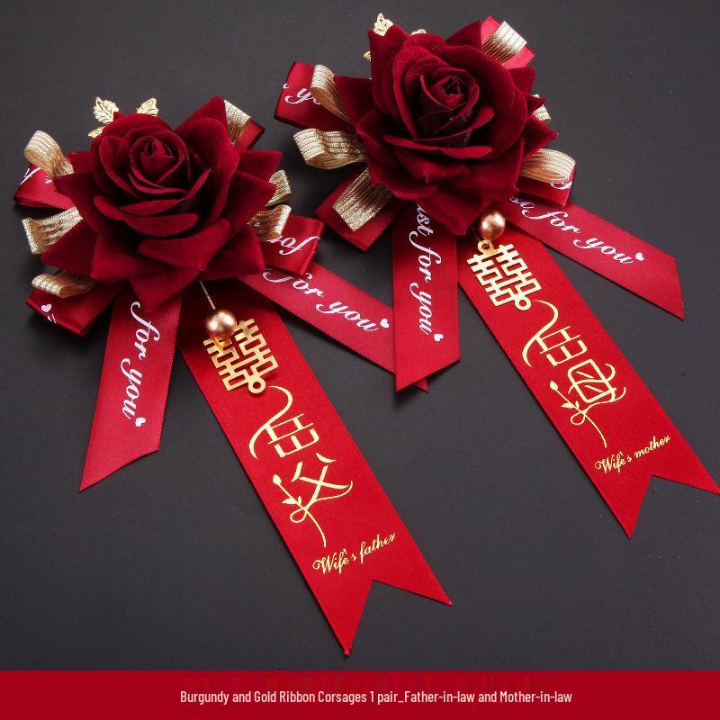 Wedding Corsage & Boutonniere Set for Bride, Groom, Bridesmaids & Groomsmen