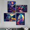 Abstract Colorful Rainbow Goddess Lotus Posters and Prints Figures Canvas Painting Wall Art Pictures for Room Home Decoration