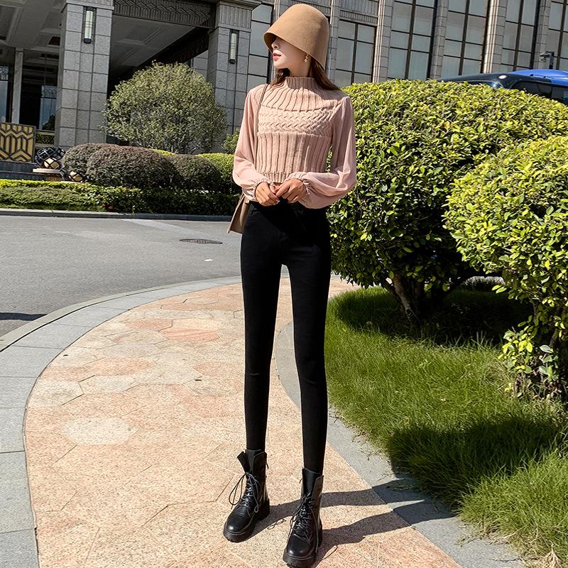 Women's High Waist Stretchy Skinny Black Jeans, Plus Velvet, Thickened, Plus Size, Spring Collection