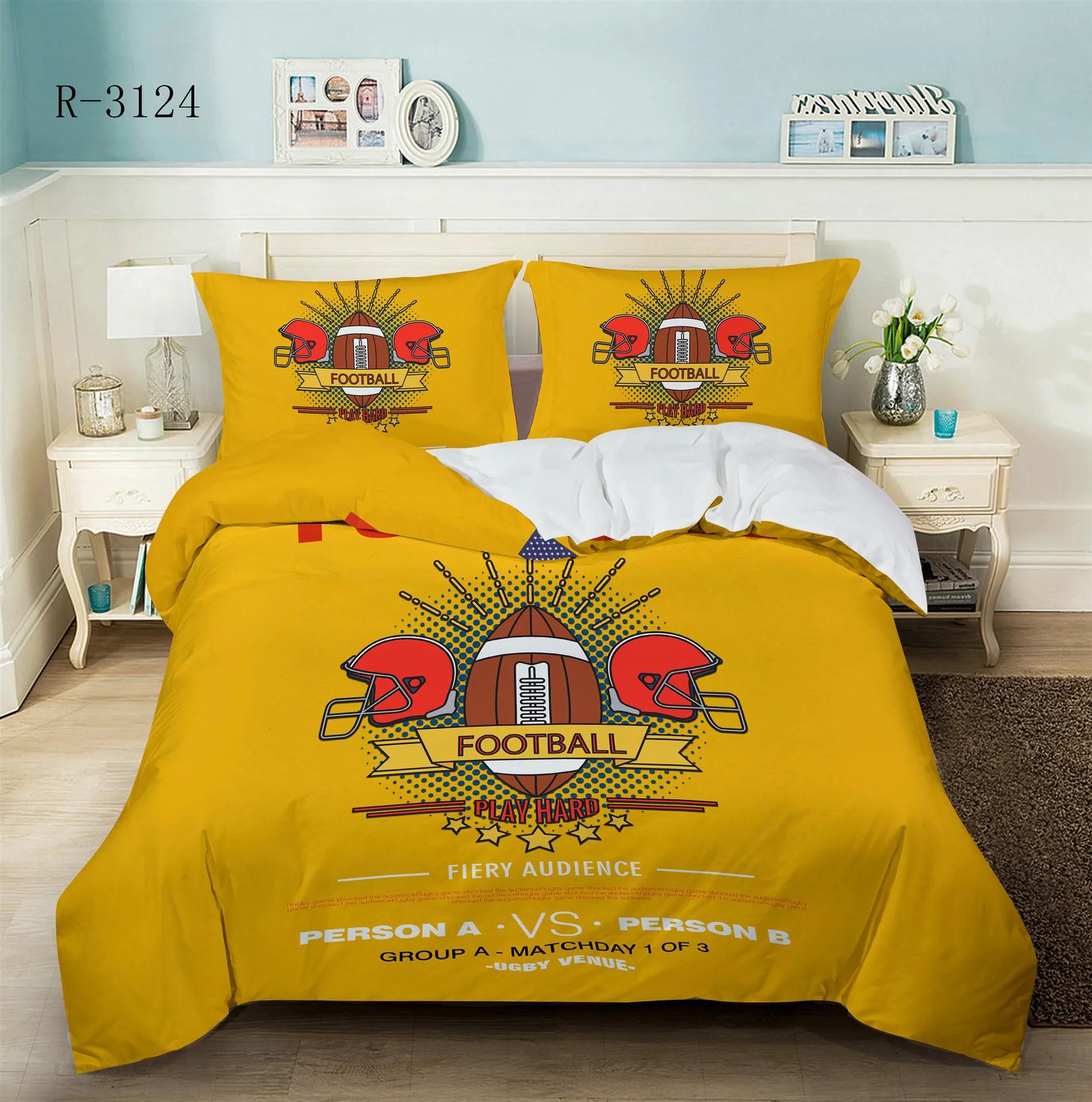 

Football Duvet Cover King/Queen Size Rugby Game Bedding Set for Boys Teens Men Sports Enthusiasts Athletes Polyester Quilt Cover 70x133cm 3pcs